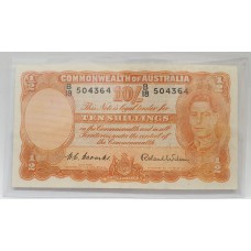 AUSTRALIA 1952 . TEN 10 SHILLINGS BANKNOTE . COOMBS / WILSON